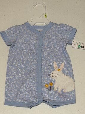 Carter’s Blue Floral Baby Romper with Bunny Applique